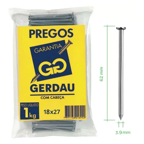 Prego 3,9 x 62mm (18x27) Gerdau